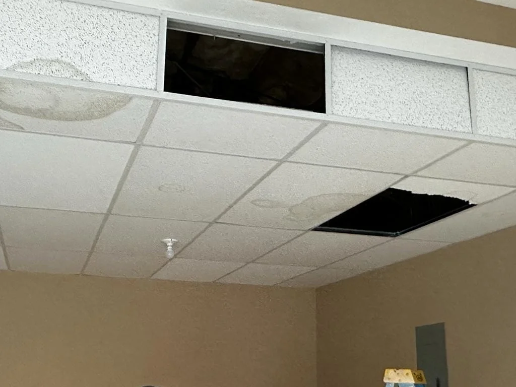 ceiling missing plans and broken tiles